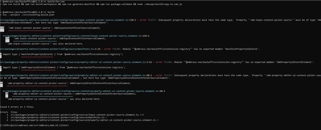 Build errors with contrib branch - Umbraco community forum