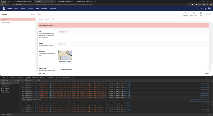 A desktop computer displays an application interface at the top and console messages at the bottom. (Captioned by AI)