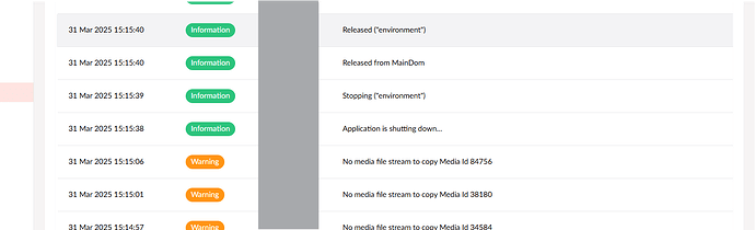 The image shows a log display with timestamps, information or warning indicators, and messages related to an application shutting down and releasing resources. (Captioned by AI)