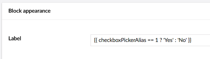 Screenshot of a Block List Editor's Block appearance modal, with the Label textbox