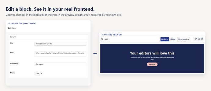 Unsaved changes shown straight away in the frontend preview